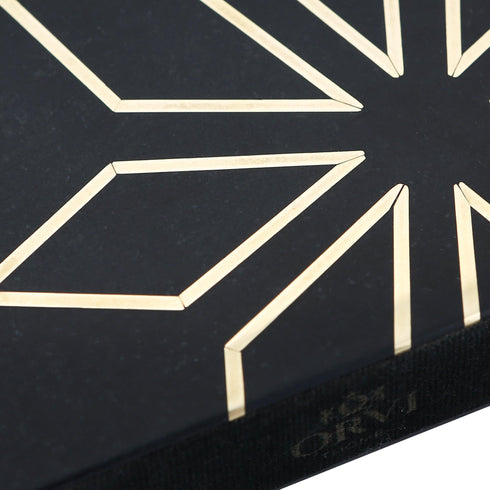 Black Stone Bookends with Brass Inlay